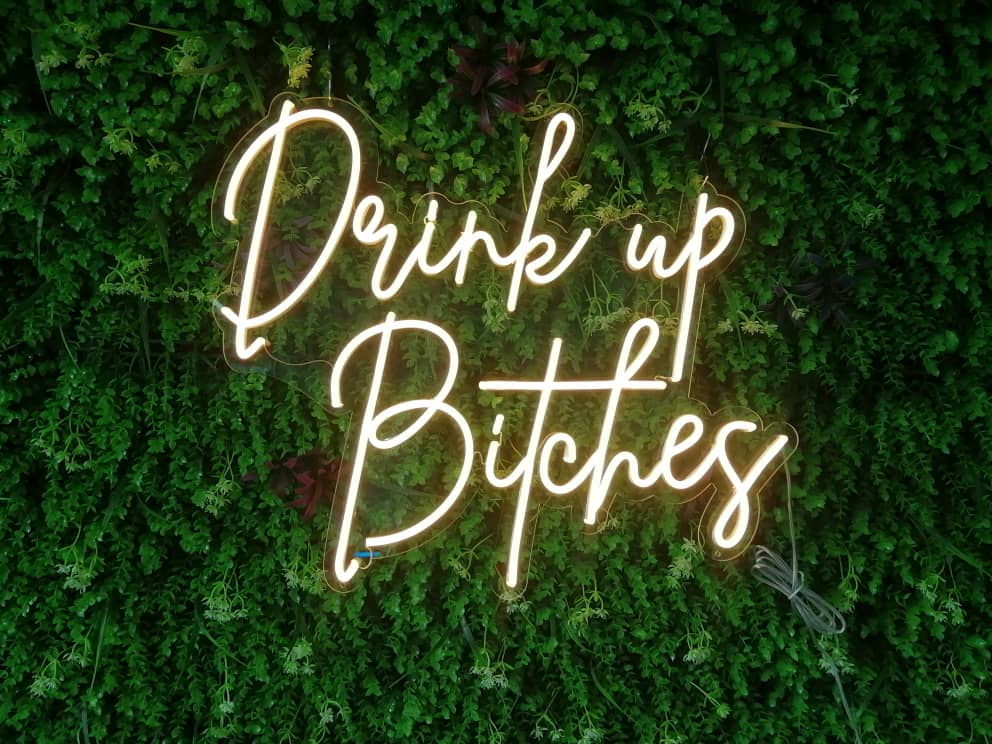 'Drink Up Bitches' Neon Sign