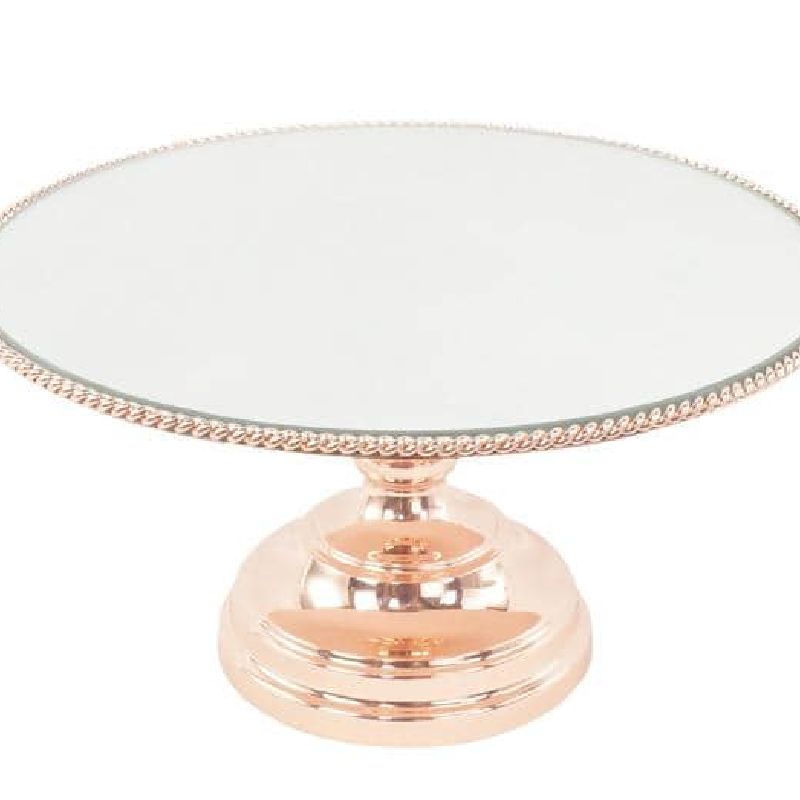 Amalfi Rose Gold Plated Mirror Top with Rope Design Cake Stand