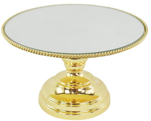 12" Amalfi Gold Plated Mirror Top with Rope Design Cake Stand